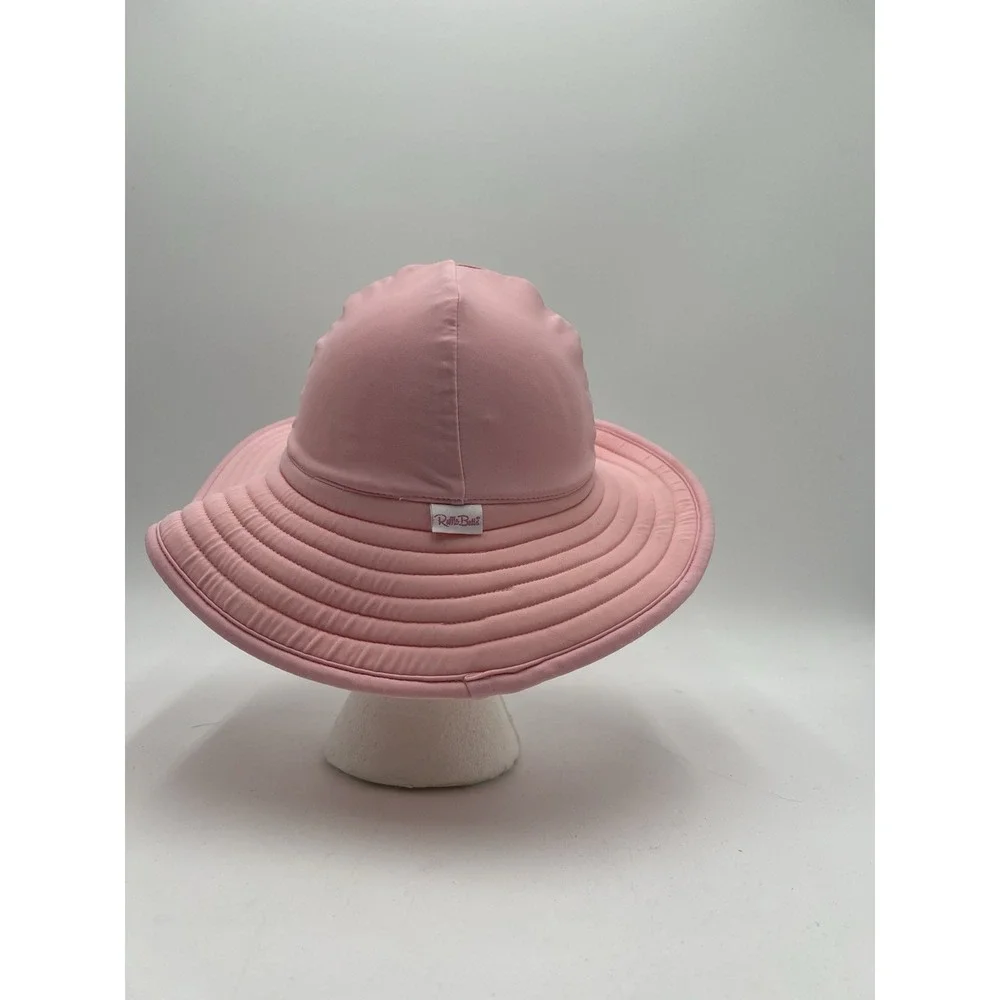 RuffleButts Pink Wide Brim Sun Hat UPF 50+ Toddler 12M-2T Beach Swim